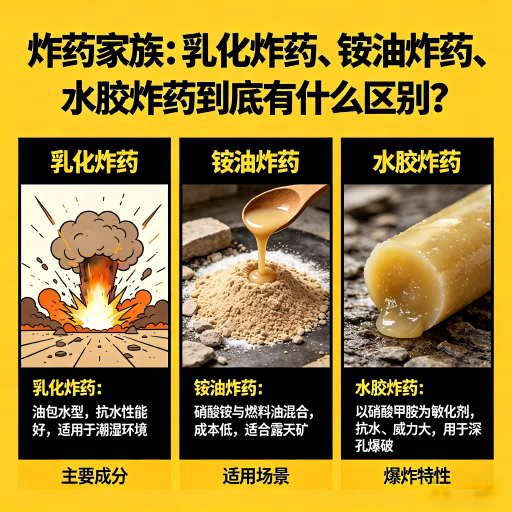 南陵炸药家族：乳化炸药、铵油炸药、水胶炸药到底有什么区别？